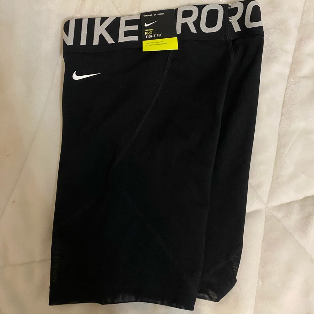Nike Pros- Black 8” Tight-fit Athletic Shorts